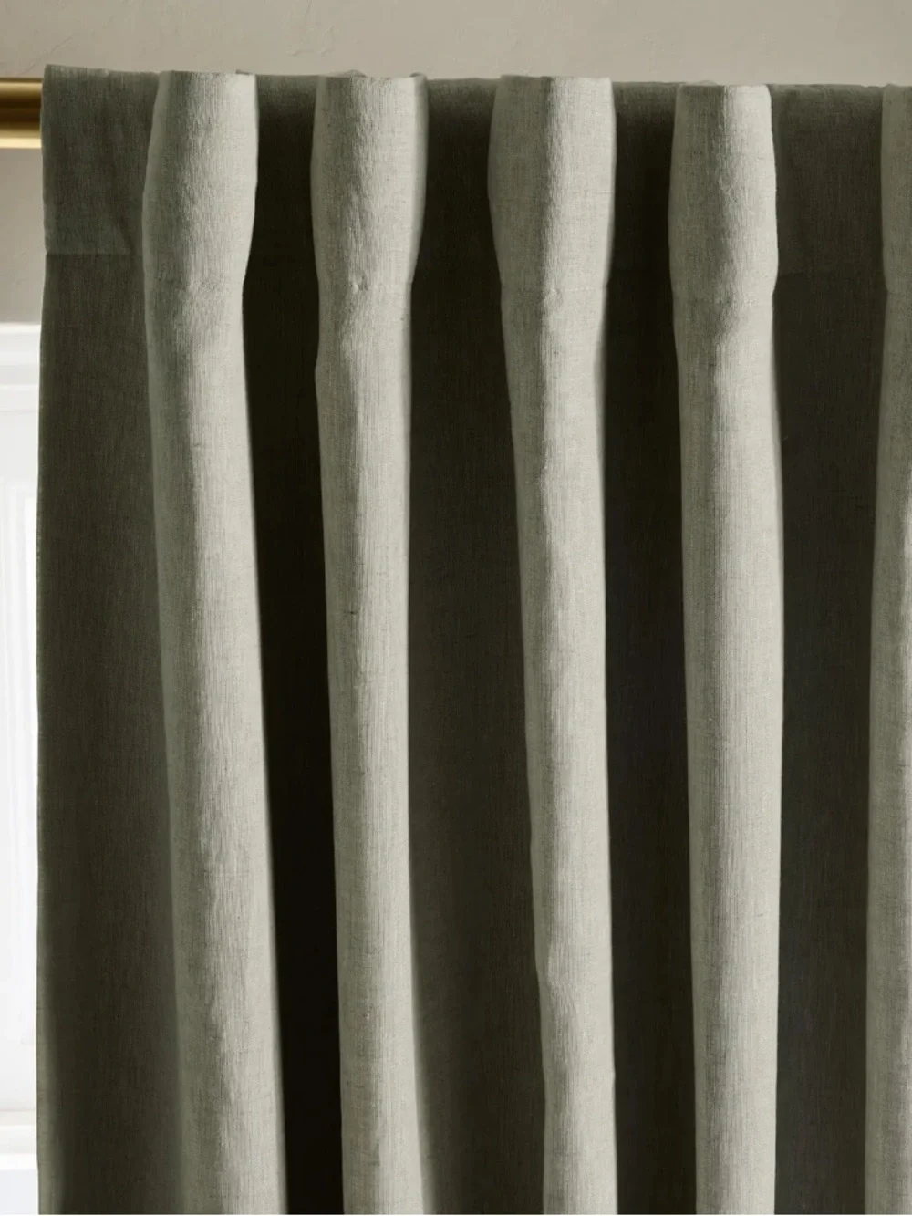 Quince European Linen Blackout Curtain Panel Sage Size 48 x84